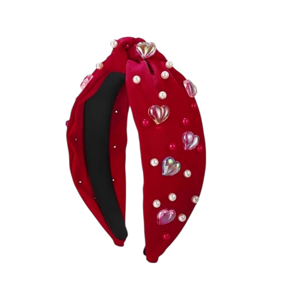 Red Multi Color Heart Accented Headband
